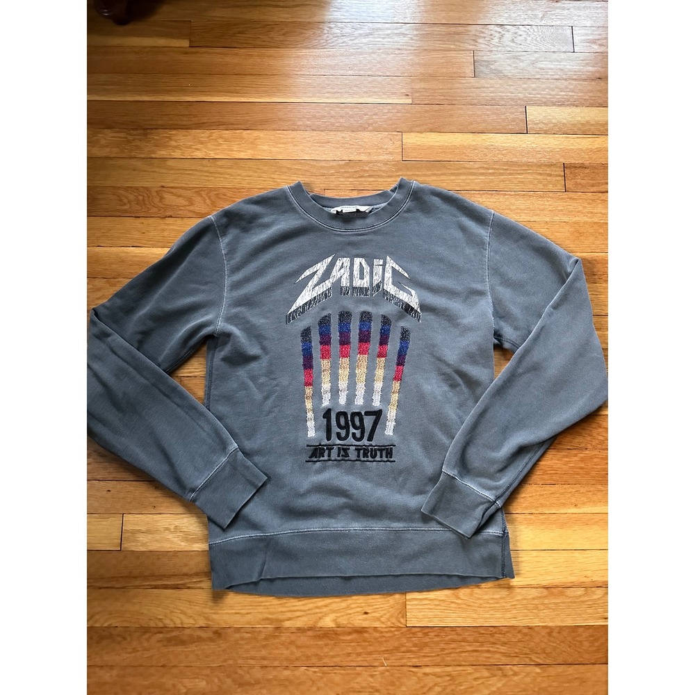 Zadig & Voltaire Art Is Truth 1997 Graphic Sweatshirt Gray Mens M/L